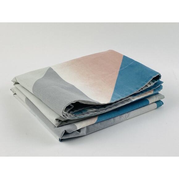 JCP PENNEY 2 STANDARD PILLOW SHAMS 80s Abstract Geometric Retro Pink Blue Grey - Picture 3 of 7